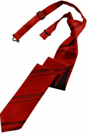 Scarlet Striped Satin Skinny Tie