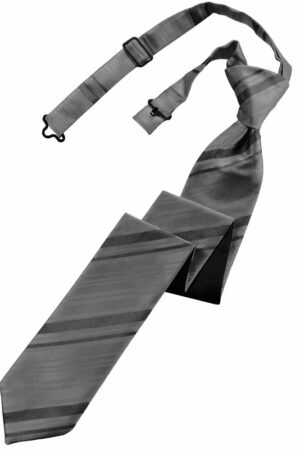 Silver Striped Satin Skinny Tie