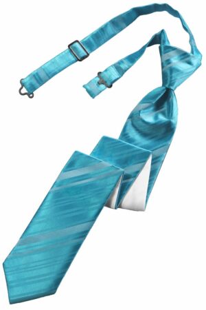 Turquoise Striped Satin Skinny Tie