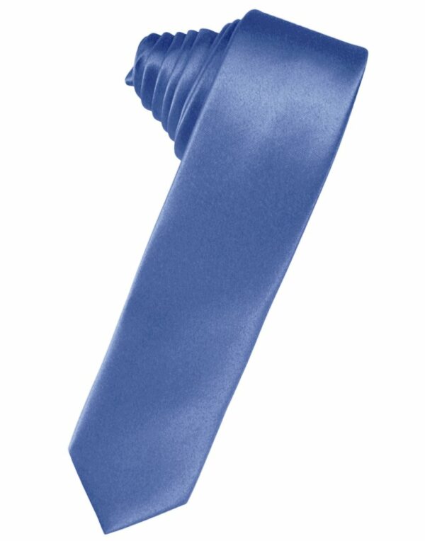 Cornflower Solid Satin Skinny Suit Tie