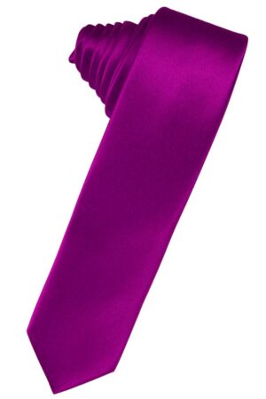 Fuchsia Solid Satin Skinny Suit Tie