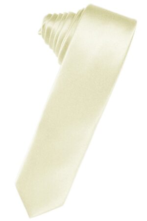 Ivory Solid Satin Skinny Suit Tie