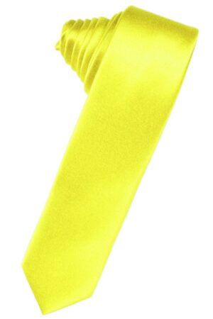 Lemon Solid Satin Skinny Suit Tie