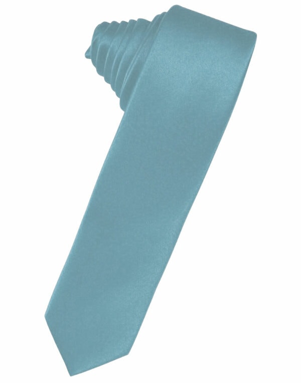 Solid Satin Skinny Suit Tie in Mist