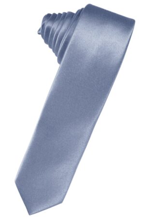 Periwinkle Solid Satin Skinny Suit Tie