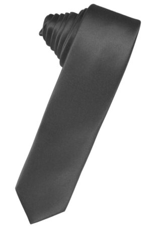 Pewter Solid Satin Skinny Suit Tie