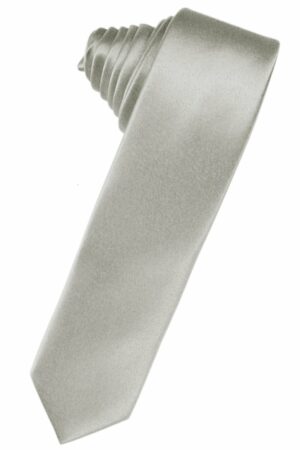 Platinum Solid Satin Skinny Suit Tie