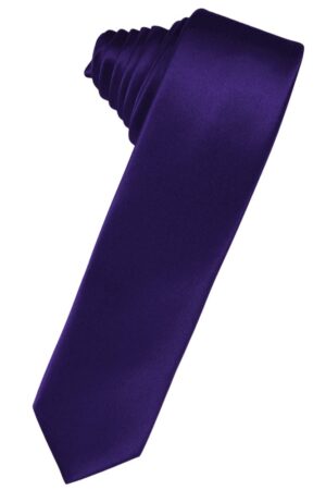 Purple Solid Satin Skinny Suit Tie