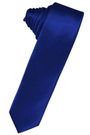 Royal Blue Solid Satin Skinny Suit Tie