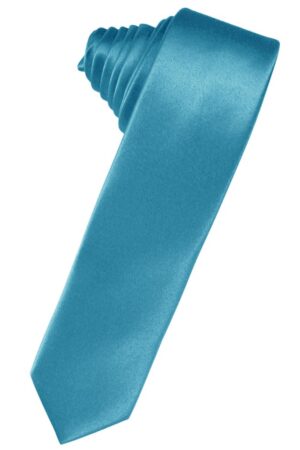 Turquoise Solid Satin Skinny Suit Tie