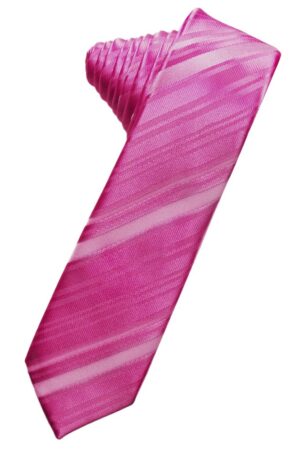 Fuchsia Striped Satin Skinny Suit Tie