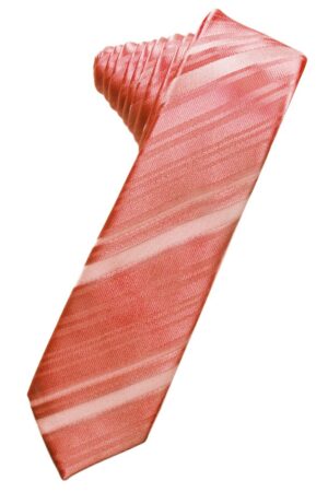 Guava Striped Satin Skinny Suit Tie