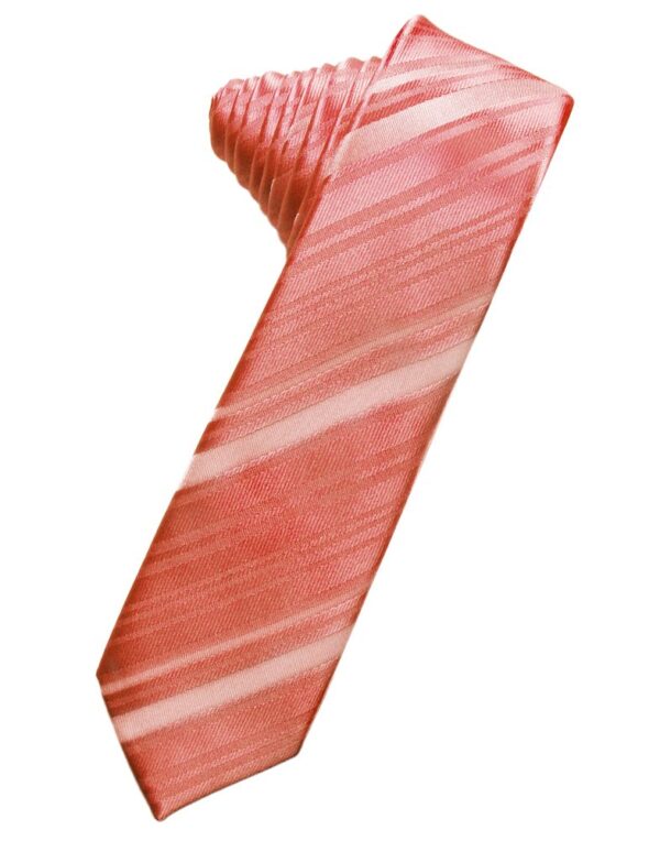 Guava Striped Satin Skinny Suit Tie