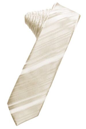 Ivory Striped Satin Skinny Suit Tie