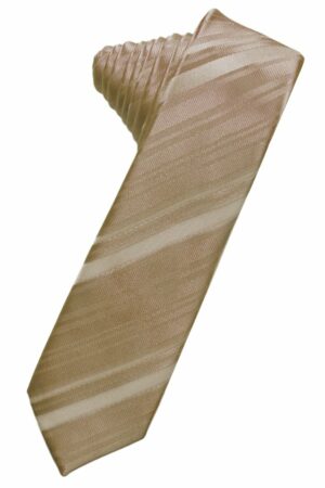 Latte Striped Satin Skinny Suit Tie