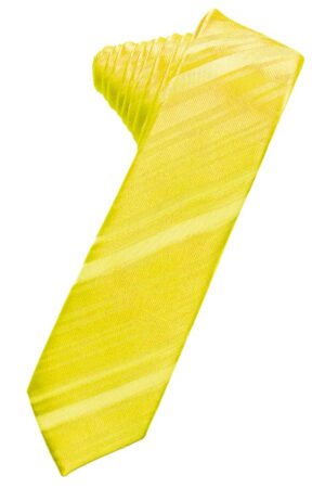 Lemon Striped Satin Skinny Suit Tie