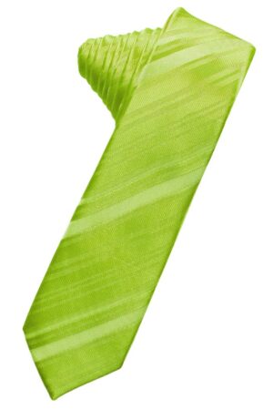 Lime Striped Satin Skinny Suit Tie