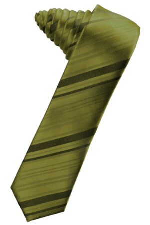 Moss Striped Satin Skinny Suit Tie