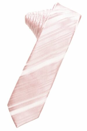 Pink Striped Satin Skinny Suit Tie