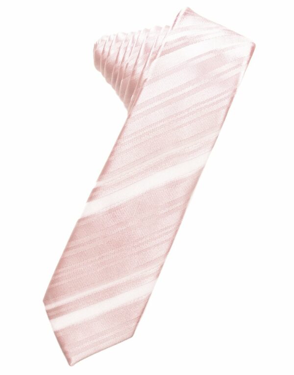 Pink Striped Satin Skinny Suit Tie