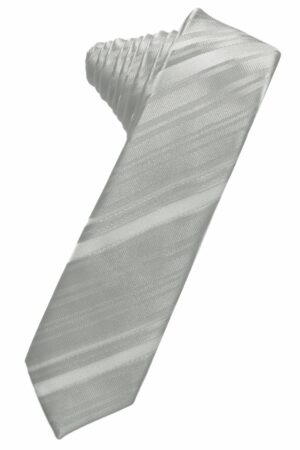 Platinum Striped Satin Skinny Suit Tie