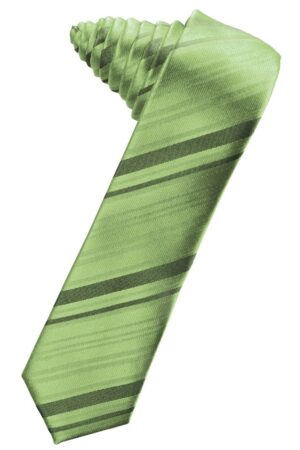 Sage Striped Satin Skinny Suit Tie