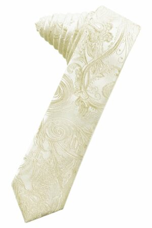 Ivory Tapestry Skinny Suit Tie