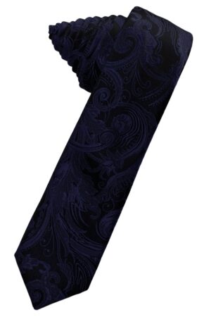 Midnight Blue Tapestry Skinny Suit Tie