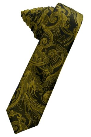 New Gold Tapestry Skinny Suit Tie