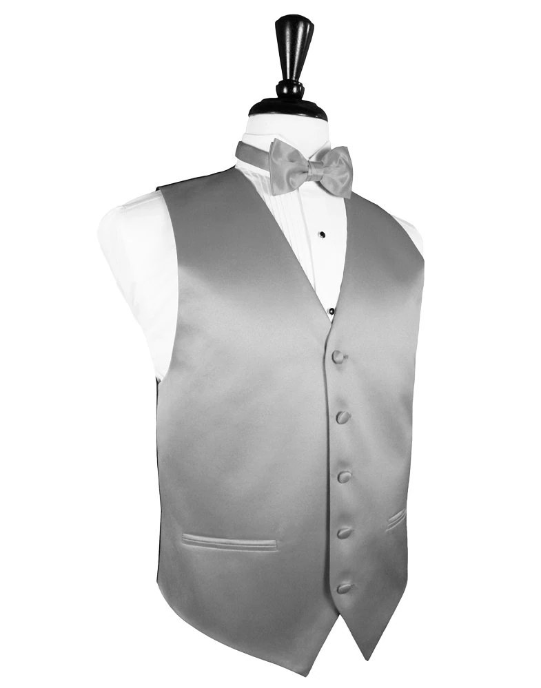 Silver Solid Satin Vest Silver Solid Satin Vest