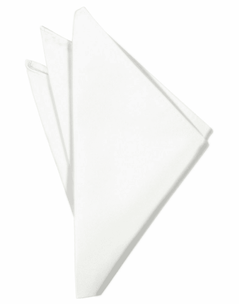 White Solid Satin Pocket Square