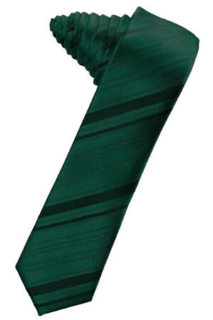 Green striped necktie with diagonal dark stripes on a solid green background.