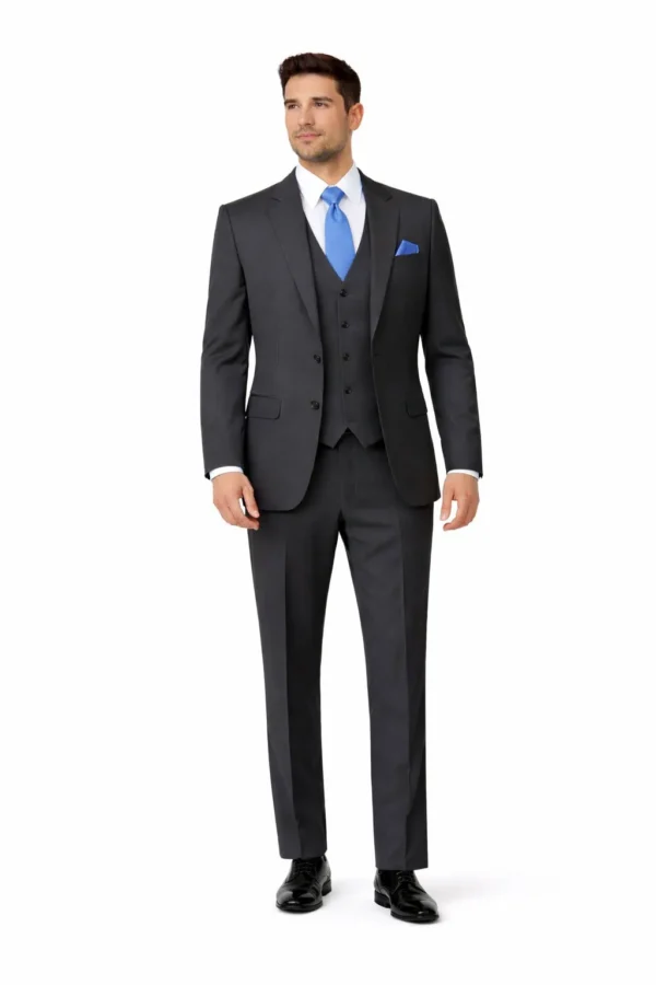 man modeling the steel grey aspen suit rental by national tuxedo rentals