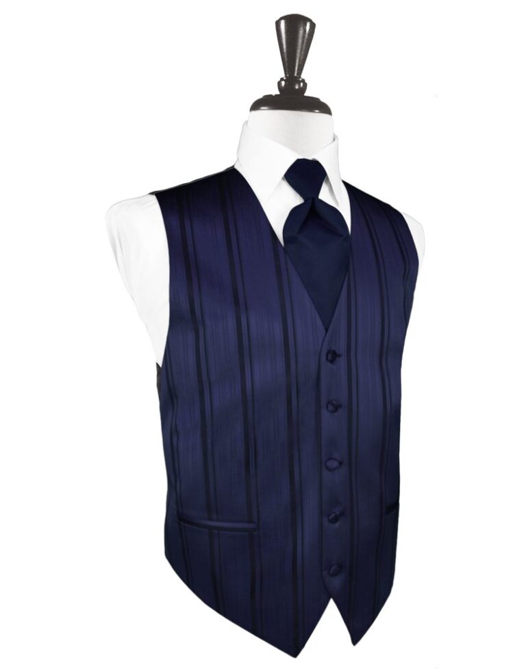 Marine Striped Satin Vest Rental Tuxedo Vest