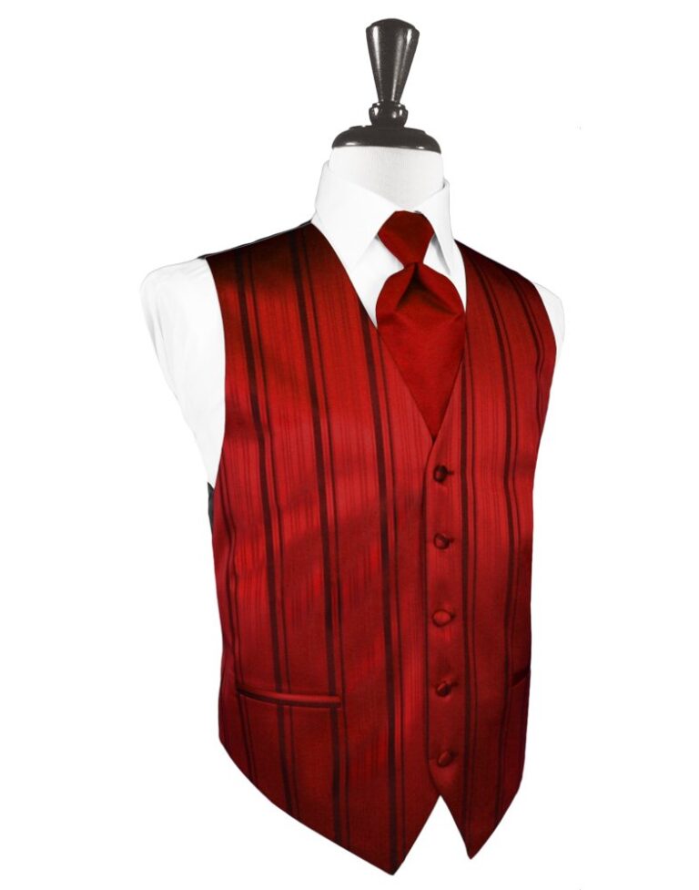 Scarlet Striped Satin Vest Rental Tuxedo Vest