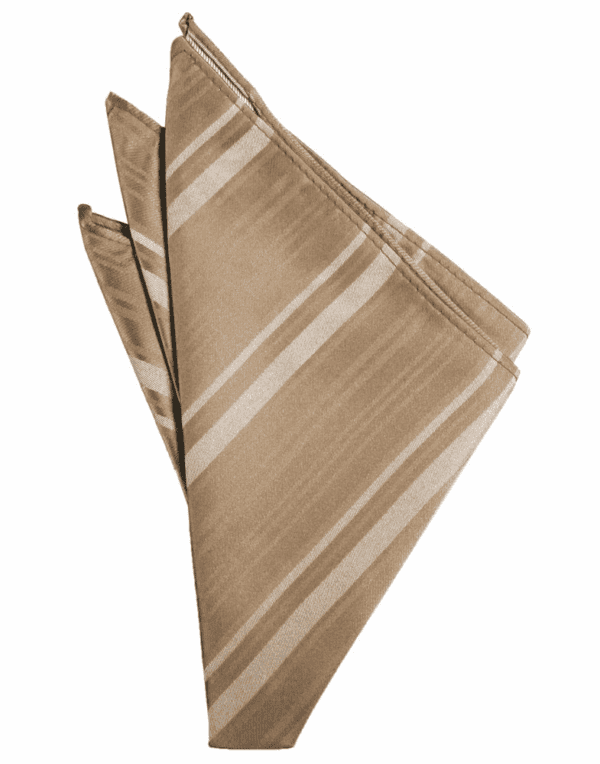 Latte Striped Satin Pocket Square