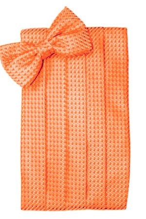 Orange gift box wrapped with a textured ribbon and bow on top.