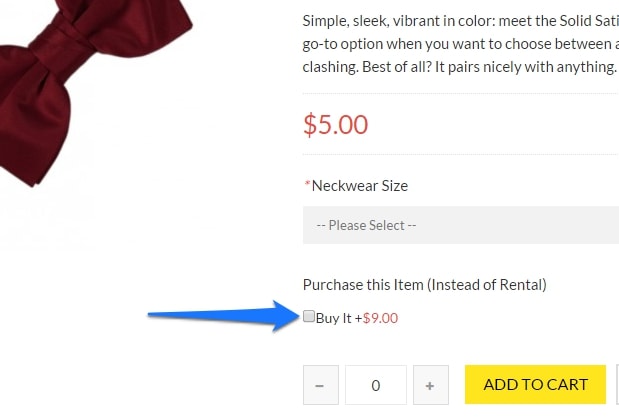 The 'Buy' option is just above the 'add to cart' button on select products.