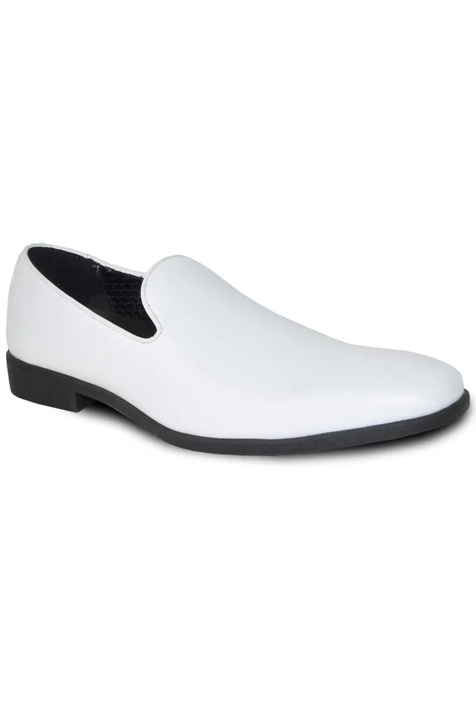 White Matte SlipOn Tuxedo Shoes