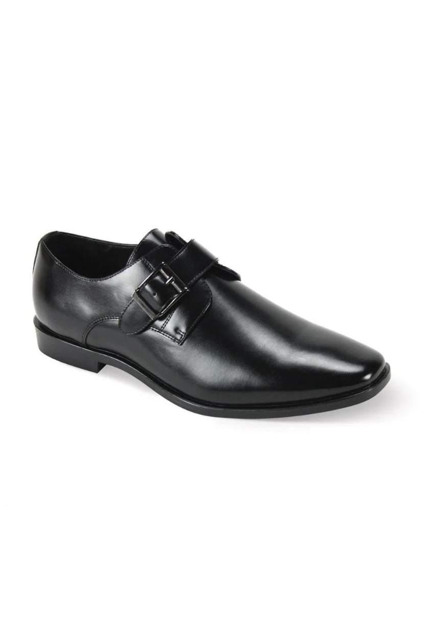 "Buck" Black Monk Strap Shoes