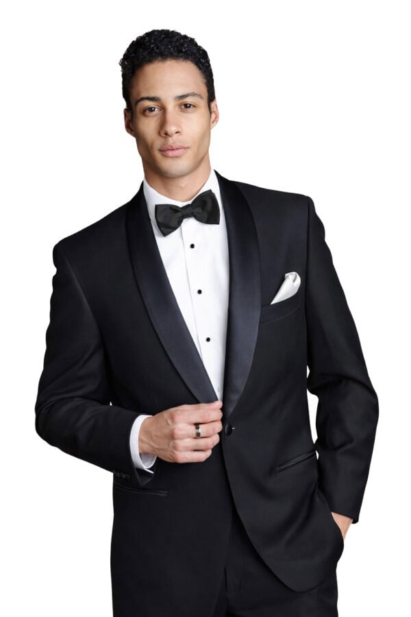 black shawl lapel tuxedo