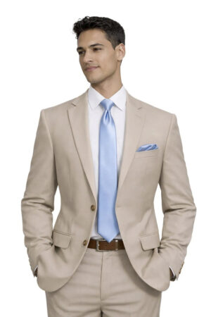 man modeling tan suit rental