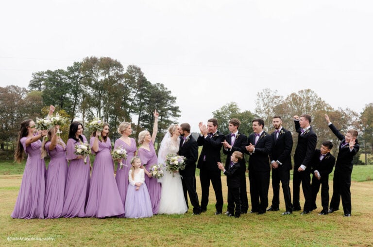 brackneyphoto8 | National Tuxedo Rentals groomsmen in tuxedo rentals with bridesmaids before wedding