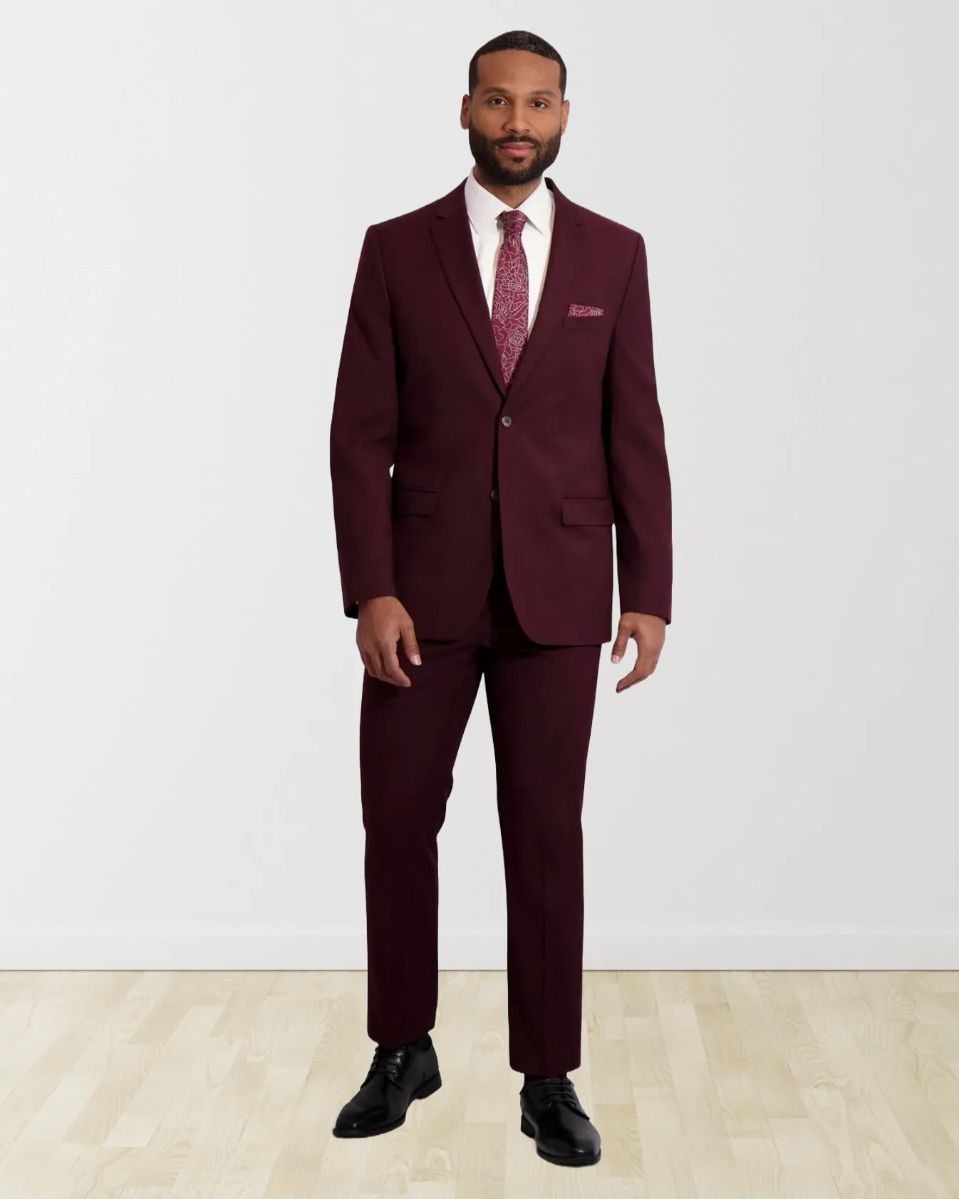 burgundy suit