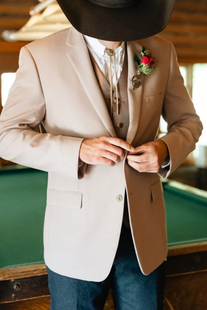 country groom in tan suit rental