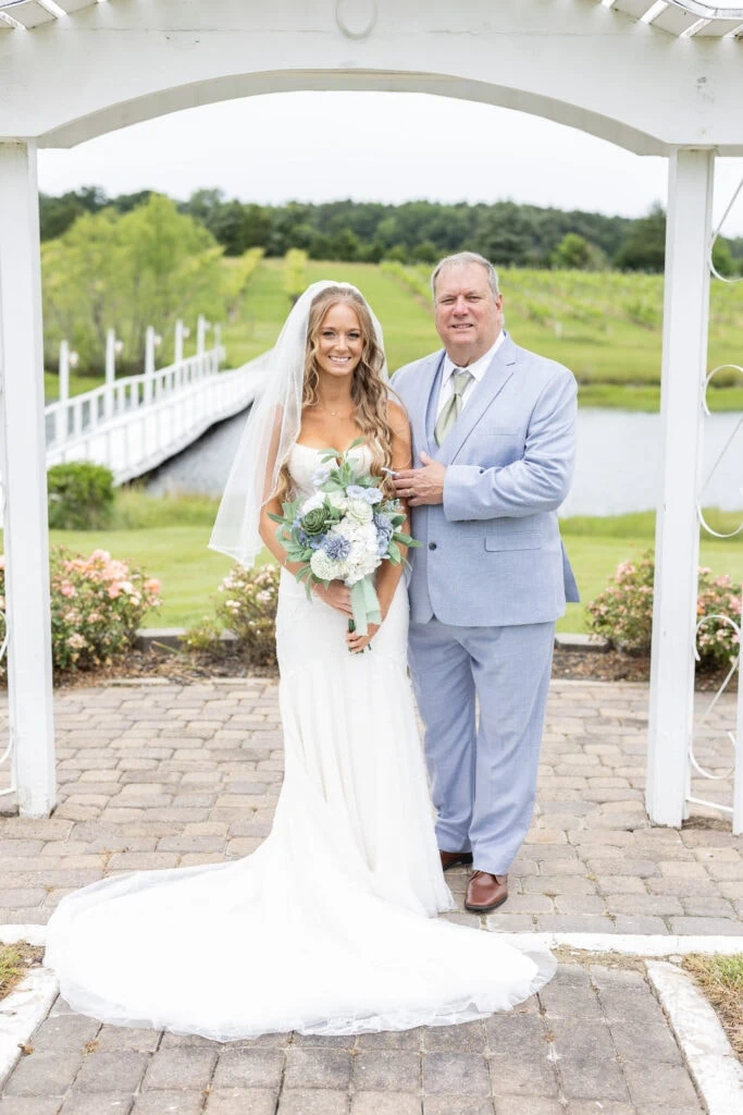 father of bride wearing a blue suit rental