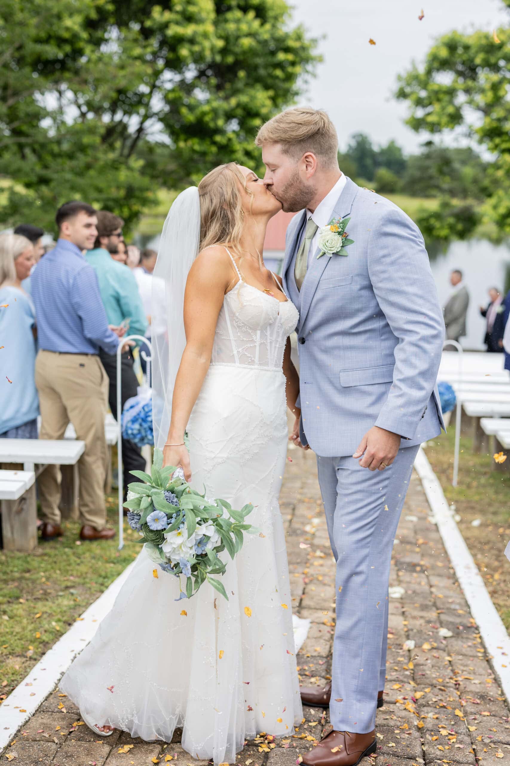 bride and groom walking down aisle