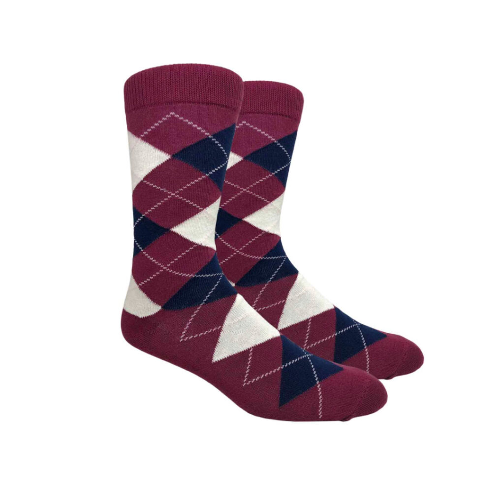 burgundy argyle dress socks