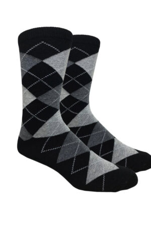 black and gray argyle dress socks