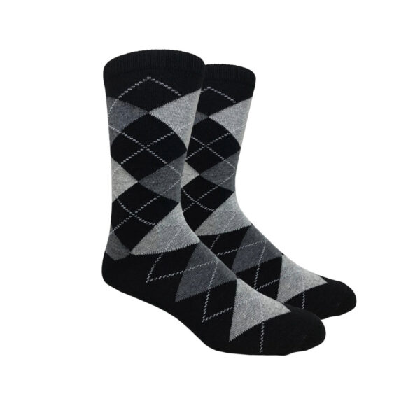 black and gray argyle dress socks